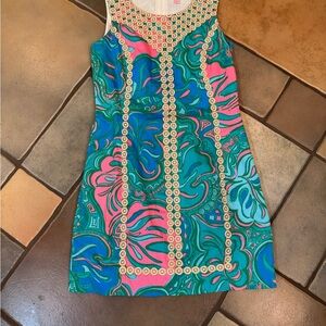 Lilly Pulitzer Pink and Green Dress with Gold Accents